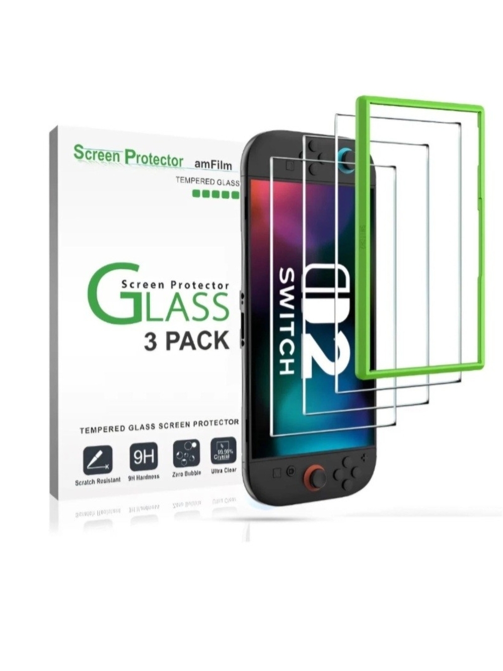 Screen Protector for Nintendo Switch 2 - 3 Pack Tempered Glass AmFilm